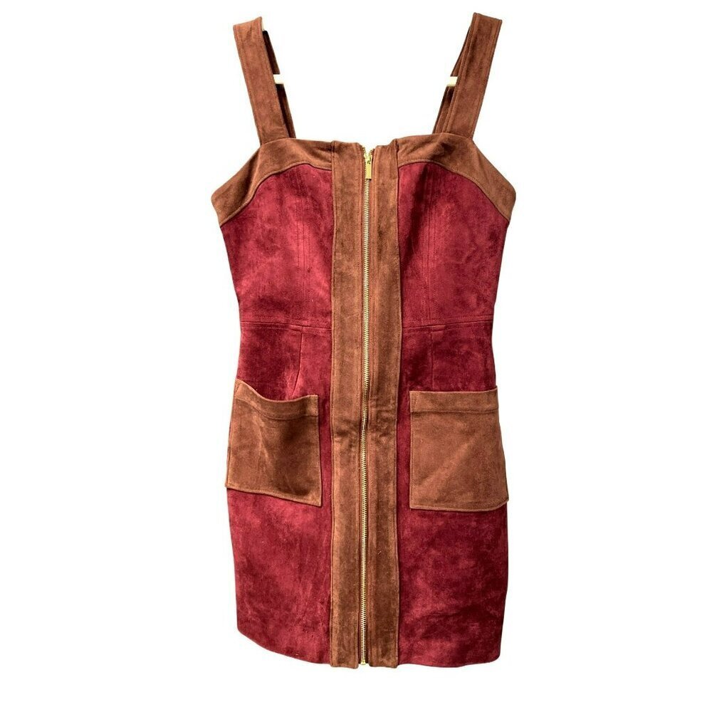 Amanda Uprichard Faux Suede Colorblock Mini Dress Romper Small New